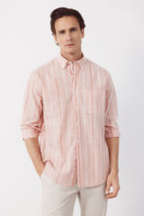 Cortefiel Camisa rayas algod&oacute;n slub Coral