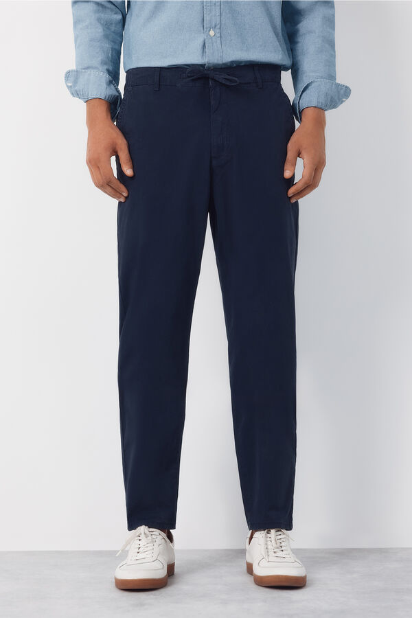 Cortefiel Jogger popelin con gomas regular Azul marino