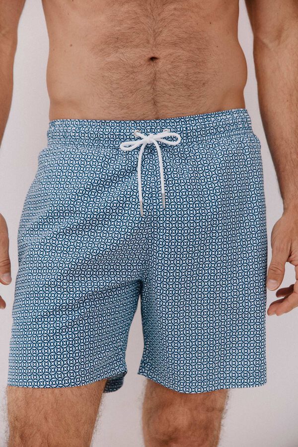 Cortefiel Ba&ntilde;ador estampado geom&eacute;trico circulos Azul marino