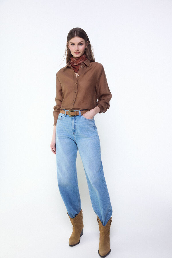 Slowlove Camisa de organza Marr&oacute;n