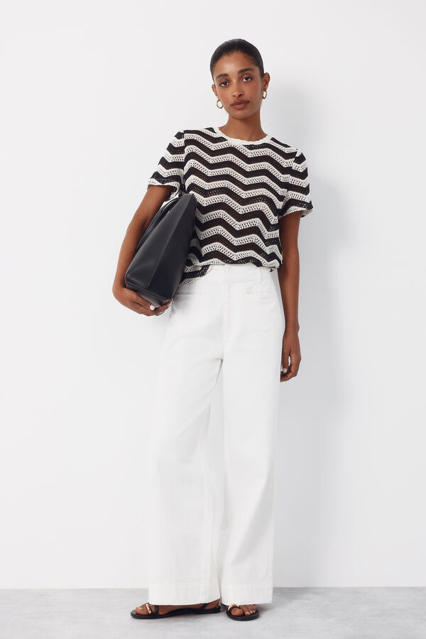 Cortefiel Top de crochet zigzag Negro