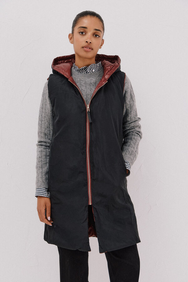 Cortefiel Chaleco largo reversible Vino