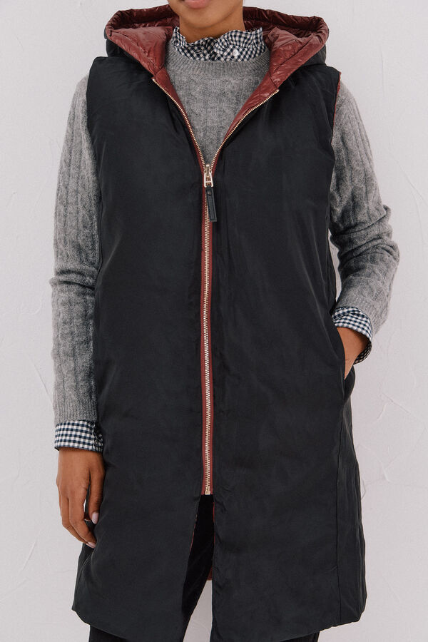 Cortefiel Chaleco largo reversible Vino