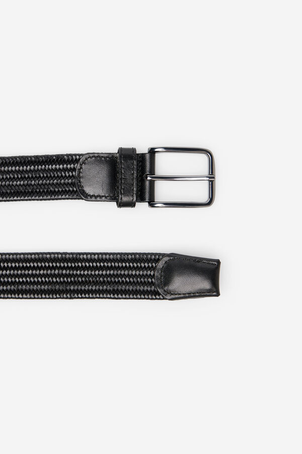 Cortefiel Cintur&oacute;n trenzado el&aacute;stico Negro