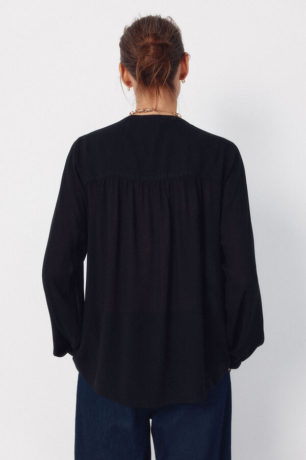 Cortefiel Blusa de cuello redondo Negro