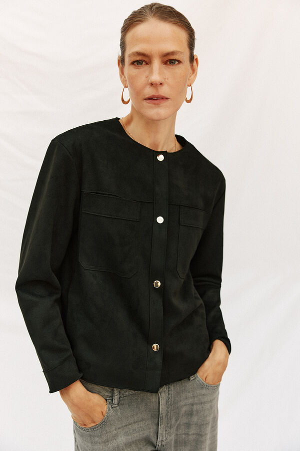 Cortefiel Chamarra efecto piel Negro