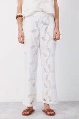 Cortefiel Pantal&oacute;n bordado Blanco