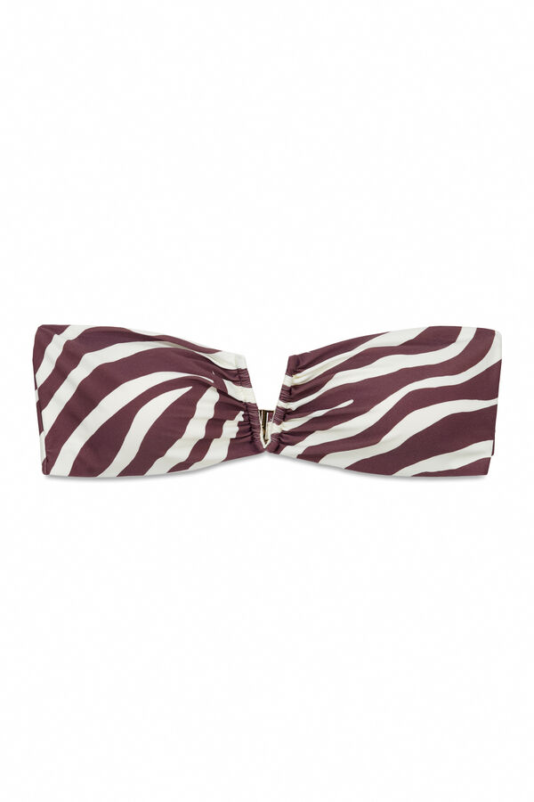 Cortefiel Top de bikini bandeau Estampado marr&oacute;n
