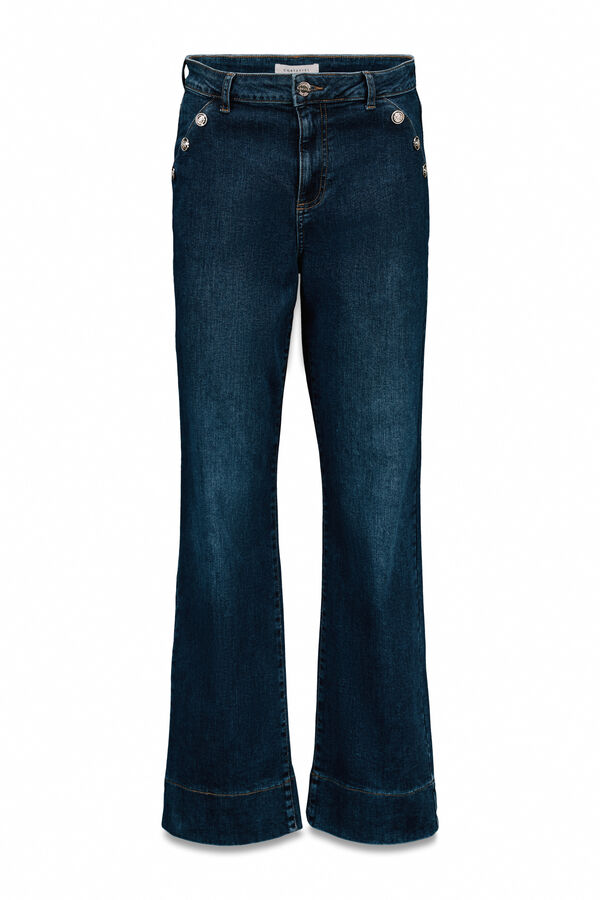 Cortefiel Pantalones palazzo botones Azul