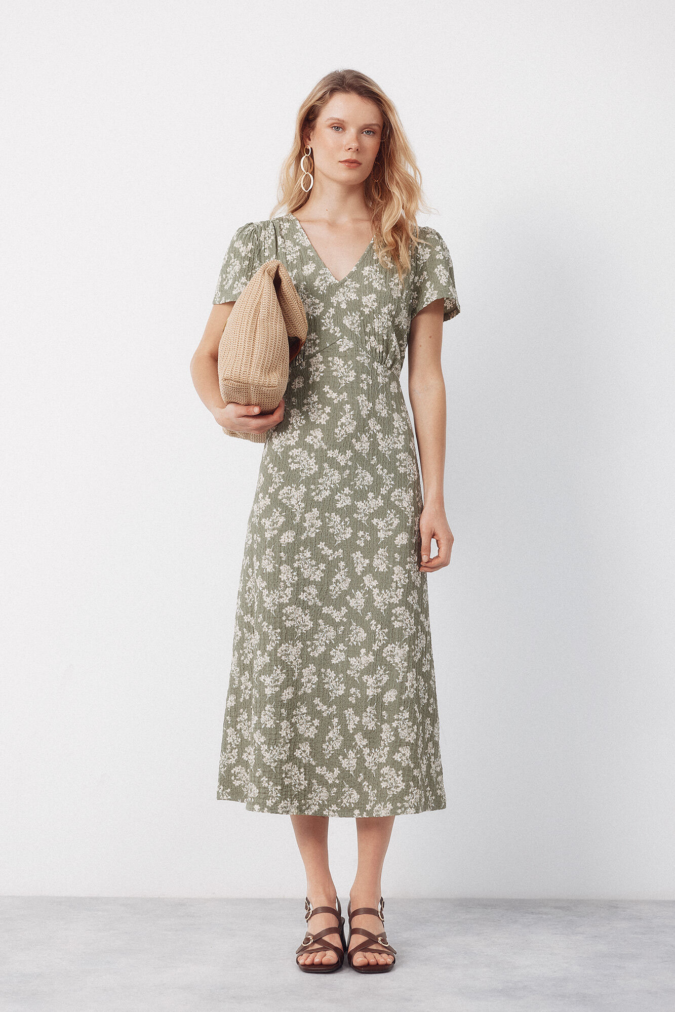 Cortefiel Vestido de estructura estampado