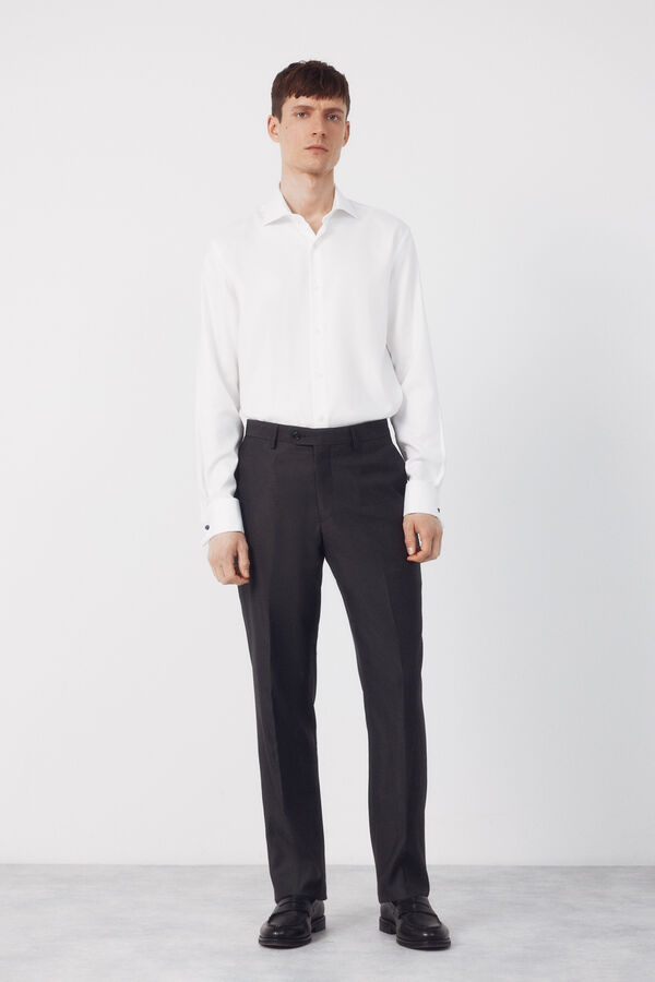 Cortefiel Camisa vestir lisa f&aacute;cil plancha Blanco
