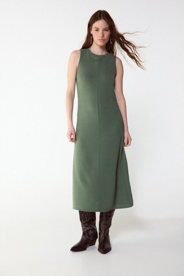 Slowlove Vestido b&aacute;sico con estructura Kaki