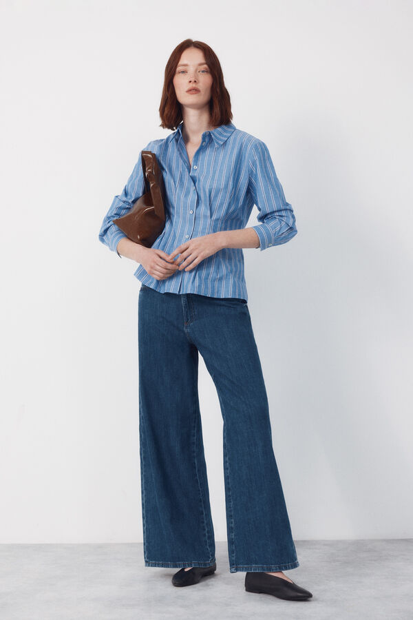 Cortefiel Camisa de rayas entallada Estampado azul