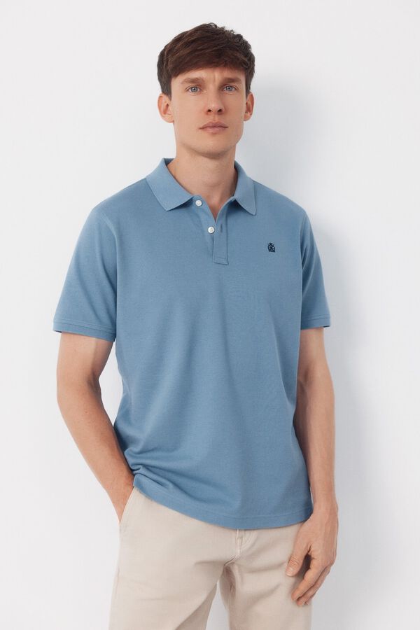 Cortefiel Polo b&aacute;sico piqu&eacute; Azul