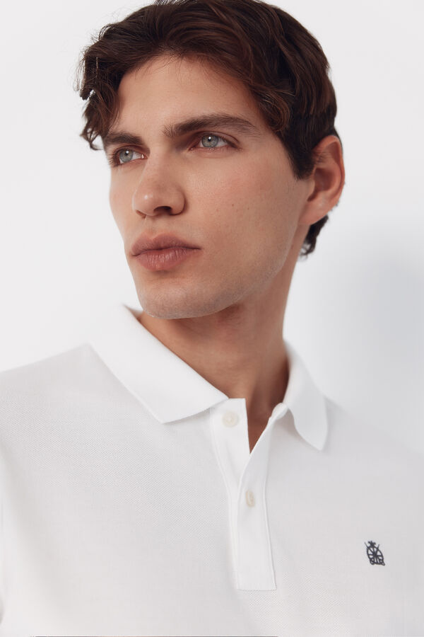 Cortefiel Polo b&aacute;sico piqu&eacute; slim Blanco