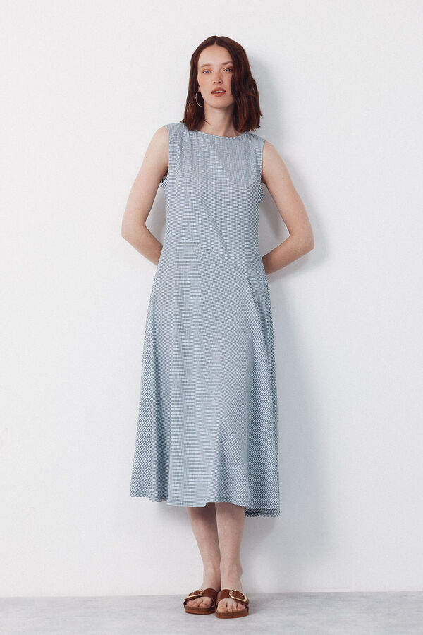 Cortefiel Vestido de estructura vichy Azul