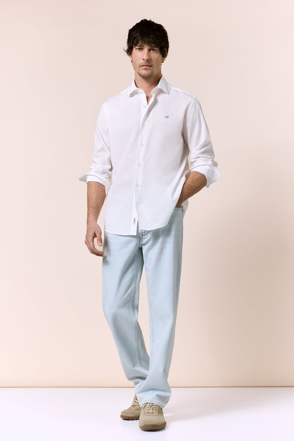 OOTO Camisa popel&iacute;n manga larga Blanco