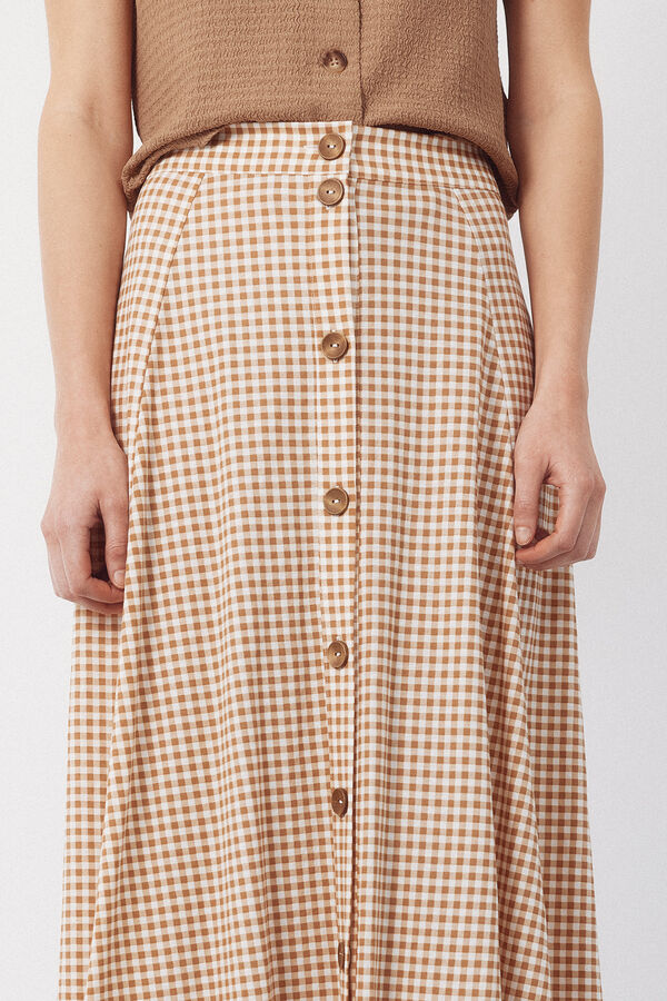 Cortefiel Falda capa midi Estampado amarillo