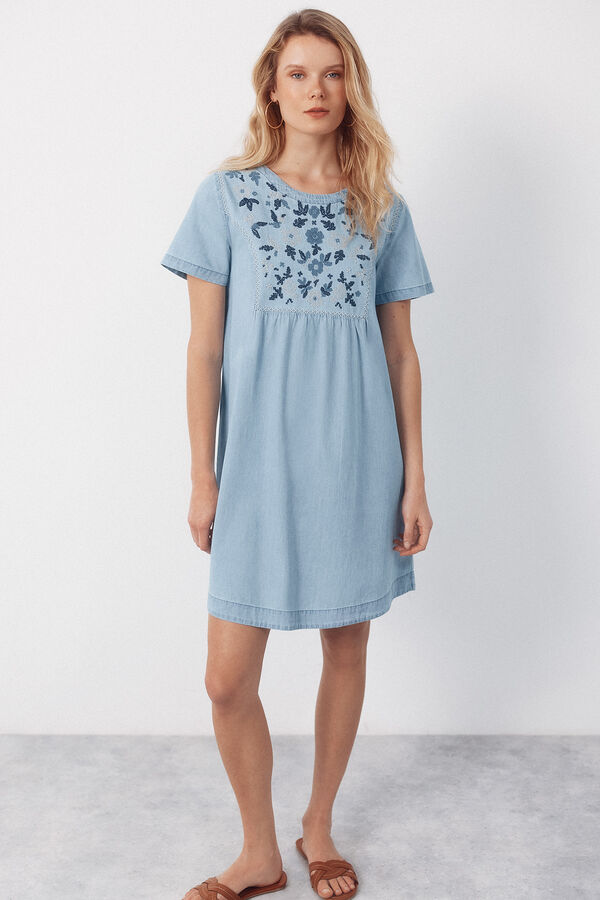 Cortefiel Vestido con bordados Azul oscuro