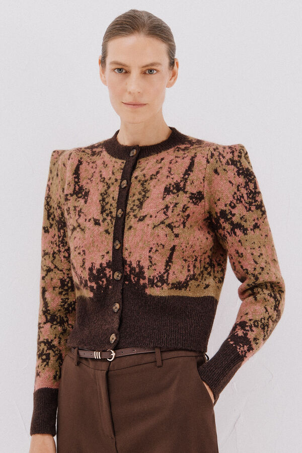 Cortefiel Chamarra con pliegue en el hombro Marr&oacute;n oscuro