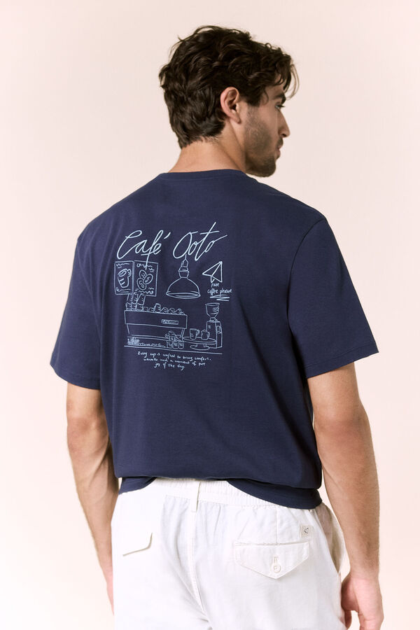 OOTO Camiseta gr&aacute;fica lavada Azul