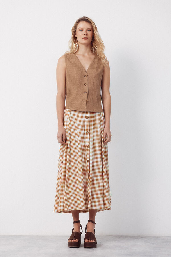 Cortefiel Chaleco de punto con estructura Beige