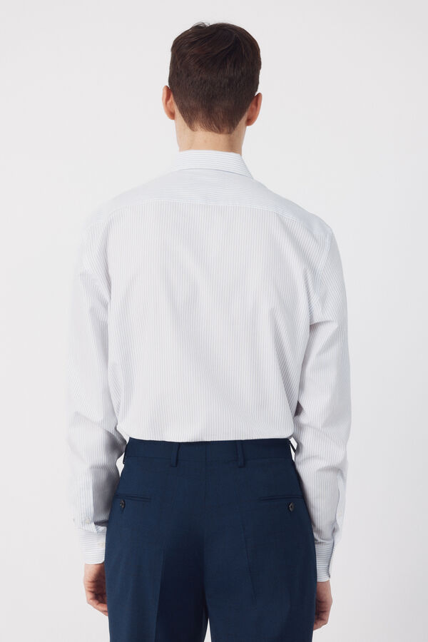 Cortefiel Camisa vestir rayas algod&oacute;n tencel Azul