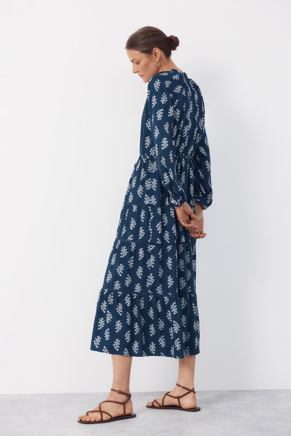 Cortefiel Vestido estampado Estampado azul