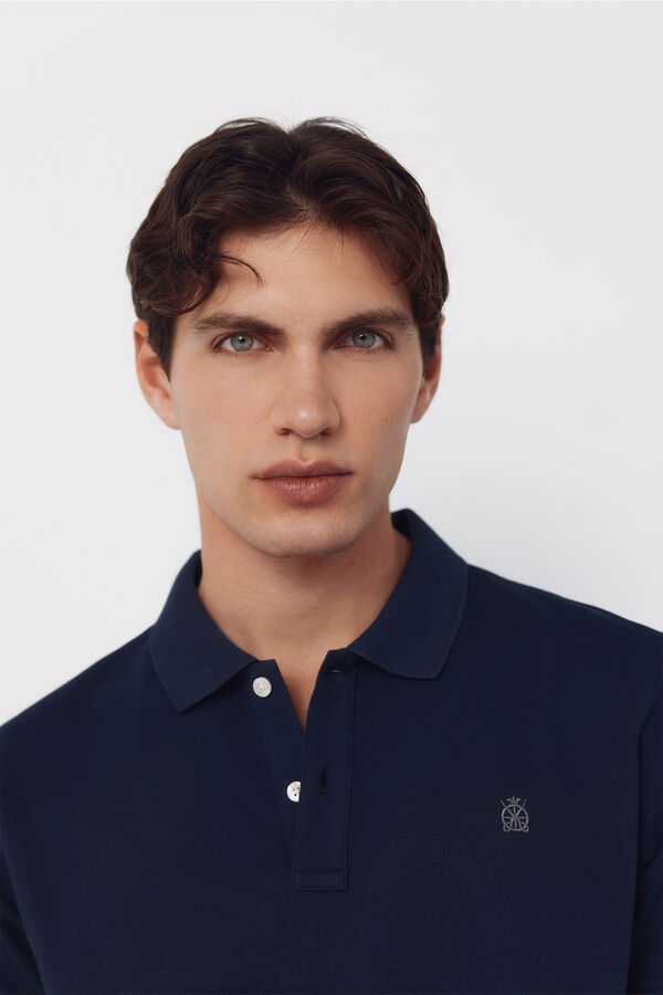 Cortefiel Polo b&aacute;sico piqu&eacute; slim Azul marino