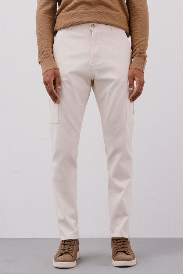 Cortefiel Pantal&oacute;n cargo ligero Marfil