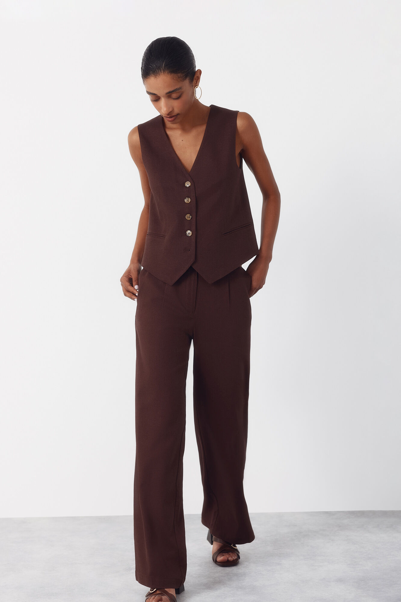Cortefiel Pantal&oacute;n ancho de lino