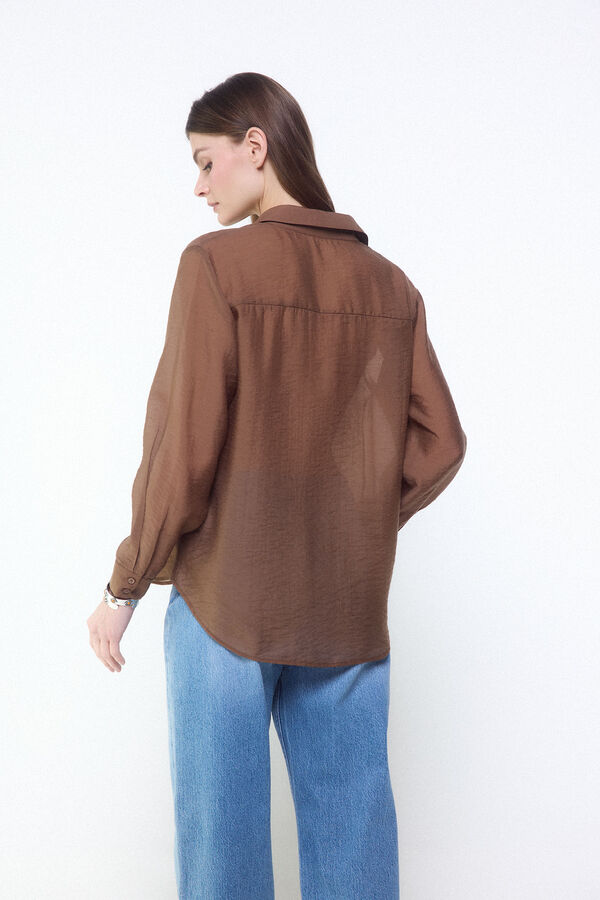 Slowlove Camisa de organza Marr&oacute;n