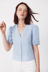 Cortefiel Blusa estampado vichy Azul