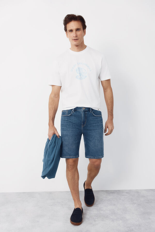 Cortefiel Bermuda denim regular Azul