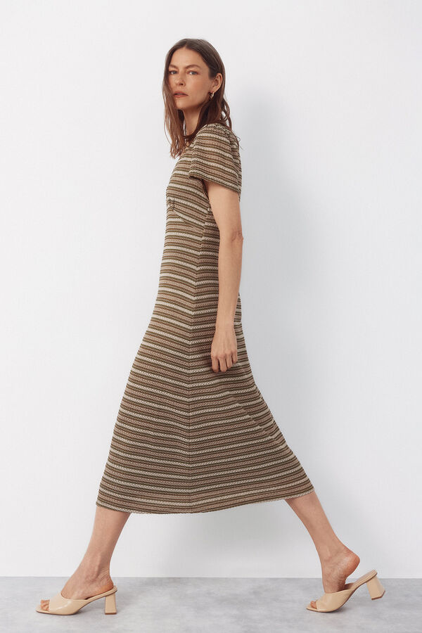Cortefiel Vestido de rayas Kaki