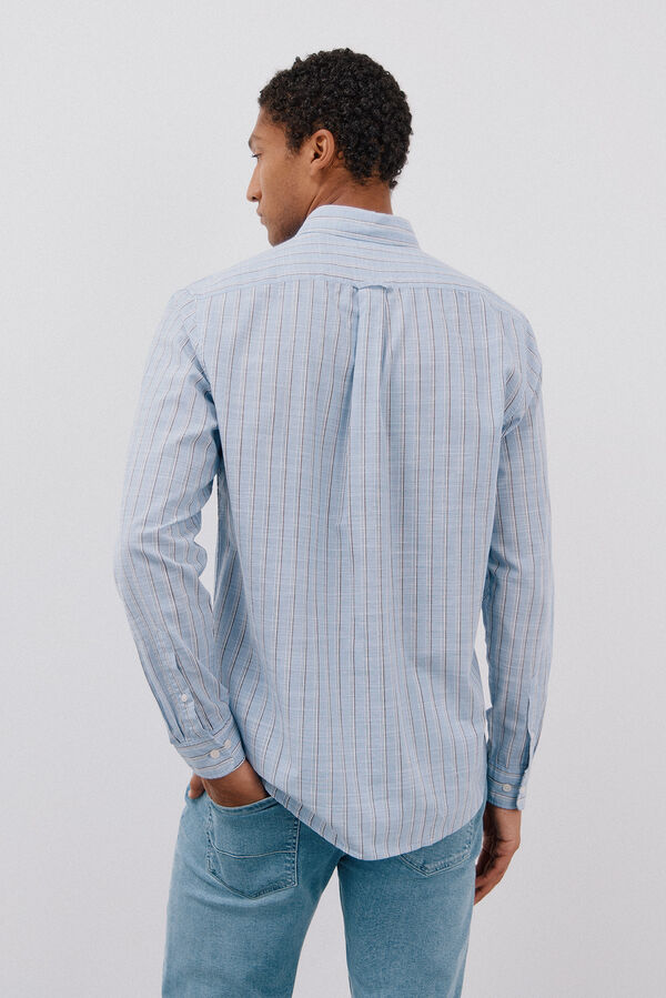 Cortefiel Camisa rayas flam&eacute; Azul oscuro