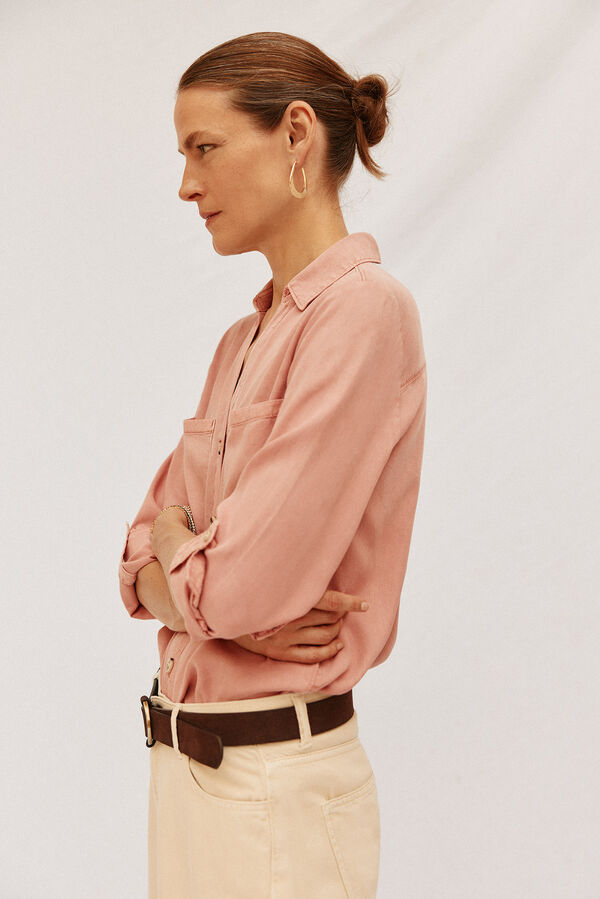 Cortefiel Camisa denim tencel Rosa