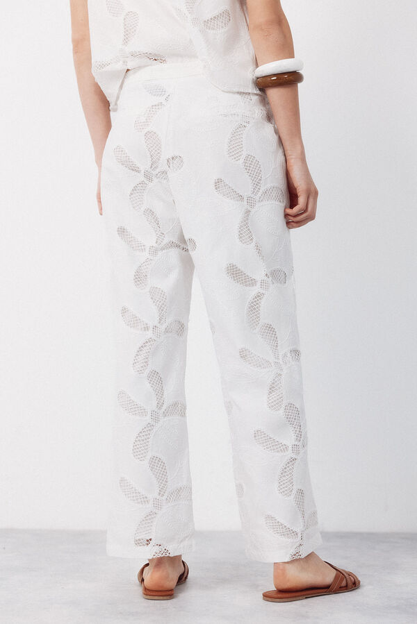 Cortefiel Pantal&oacute;n bordado Blanco