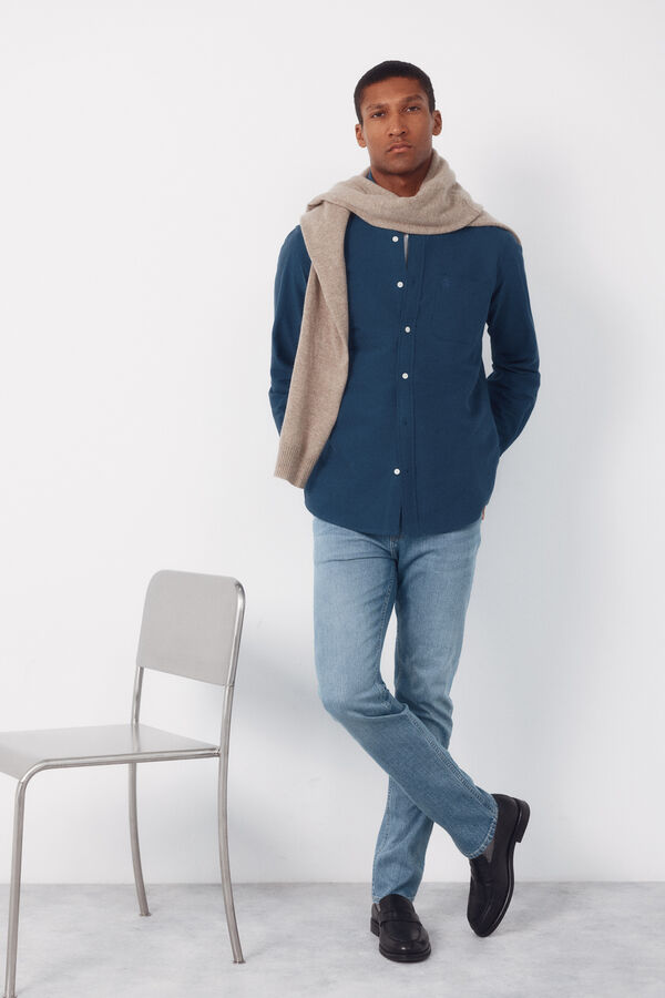 Cortefiel Camisa oxford lisa Azul oscuro