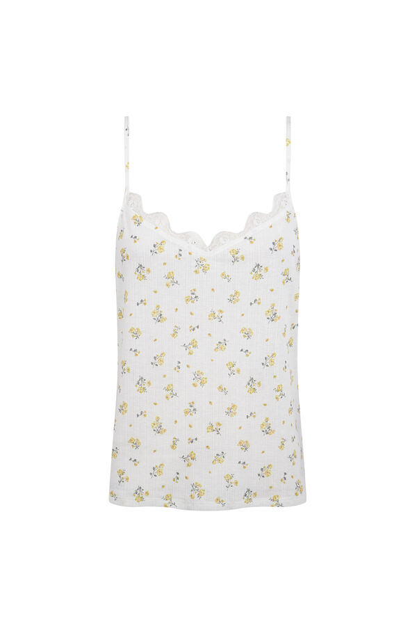 Slowlove Top tirantes detalle blonda Multicolor