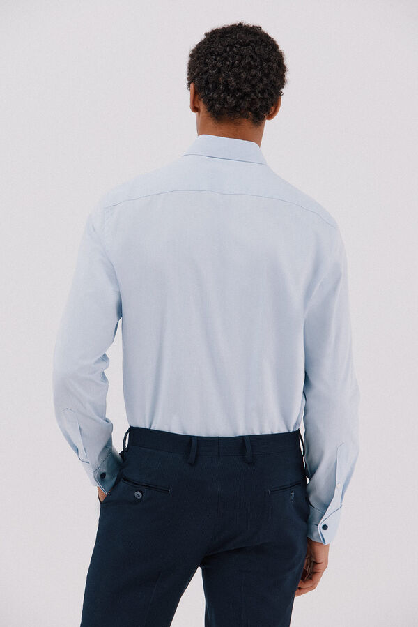 Cortefiel Camisa lisa de gemelos f&aacute;cil plancha Azul