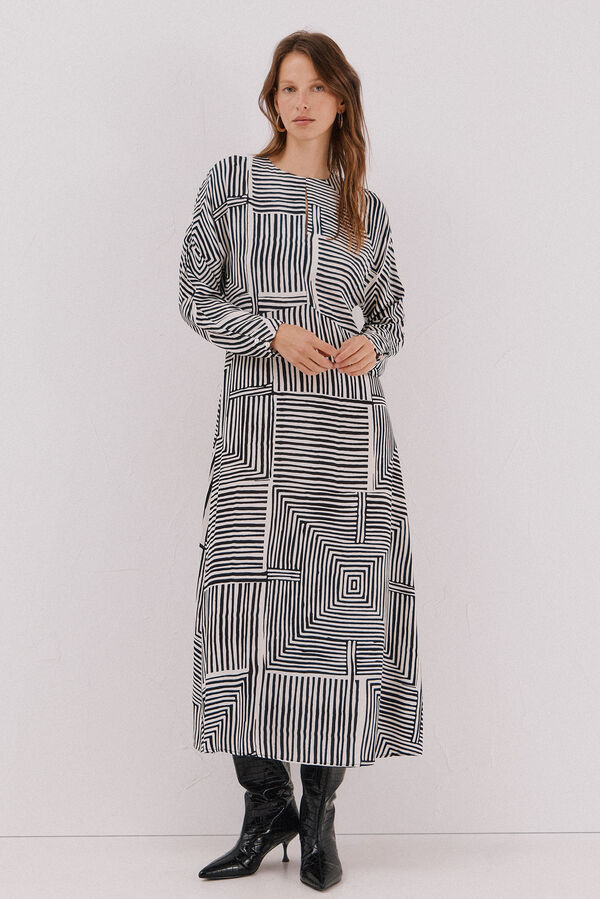 Cortefiel Vestido midi estampado Estampado blanco