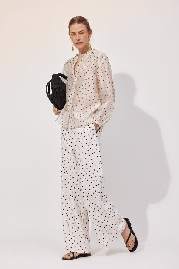 Cortefiel Blusa de puntos con volante Multicolor