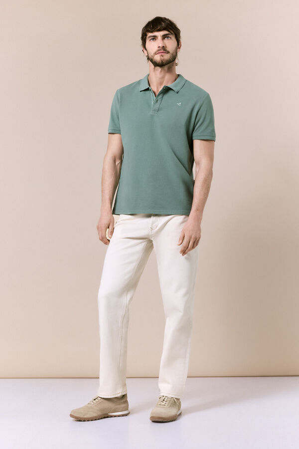 OOTO Polo b&aacute;sico piqu&eacute; lavado Verde