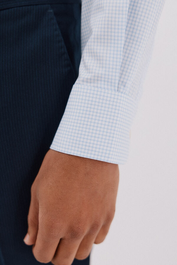 Cortefiel Camisa vestir cuadros f&aacute;cil plancha Azul