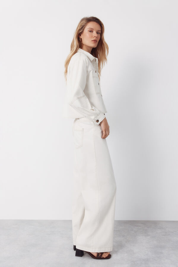 Cortefiel Camisa de mezclilla suave Marfil