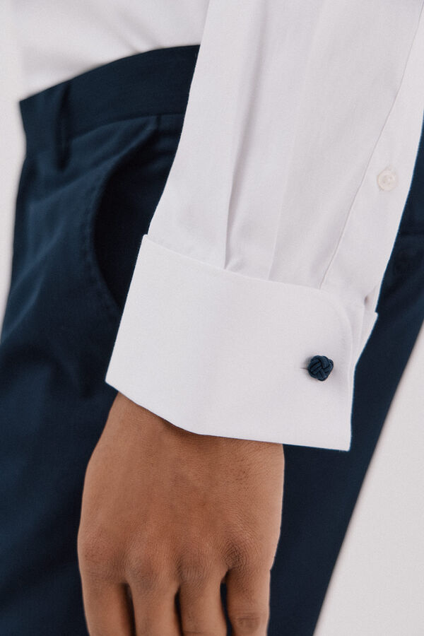 Cortefiel Camisa de vestir de rayas de algod&oacute;n tencel Blanco