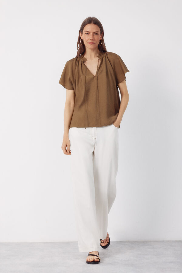 Cortefiel Blusa manga rangl&aacute;n Kaki