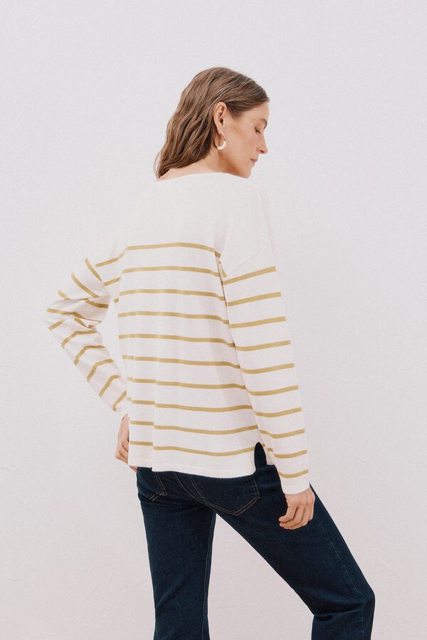 Cortefiel Su&eacute;ter escote pico Estampado amarillo