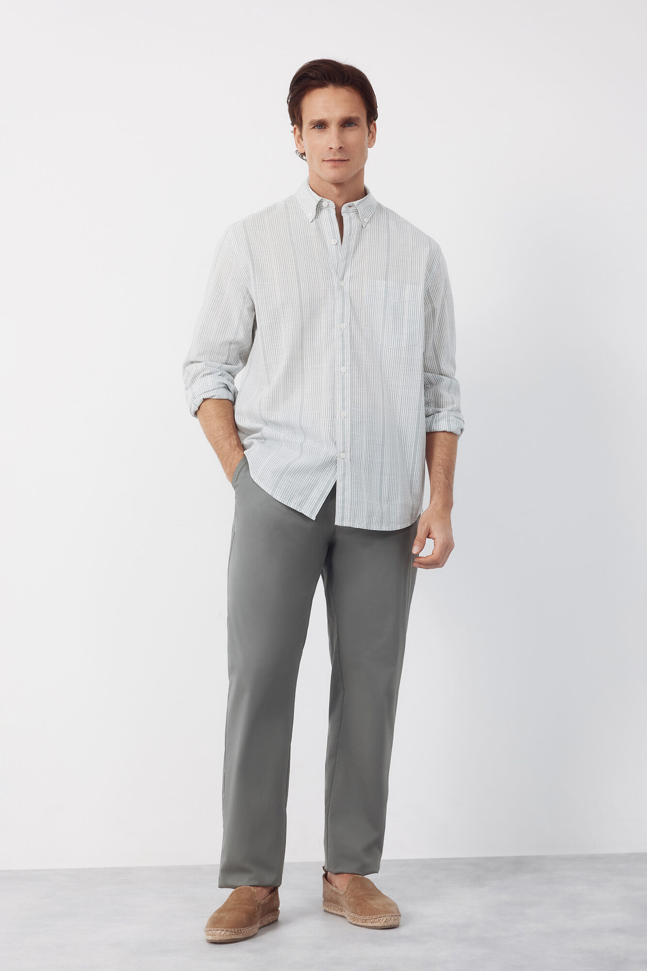 Cortefiel Camisa rayas algod&oacute;n slub